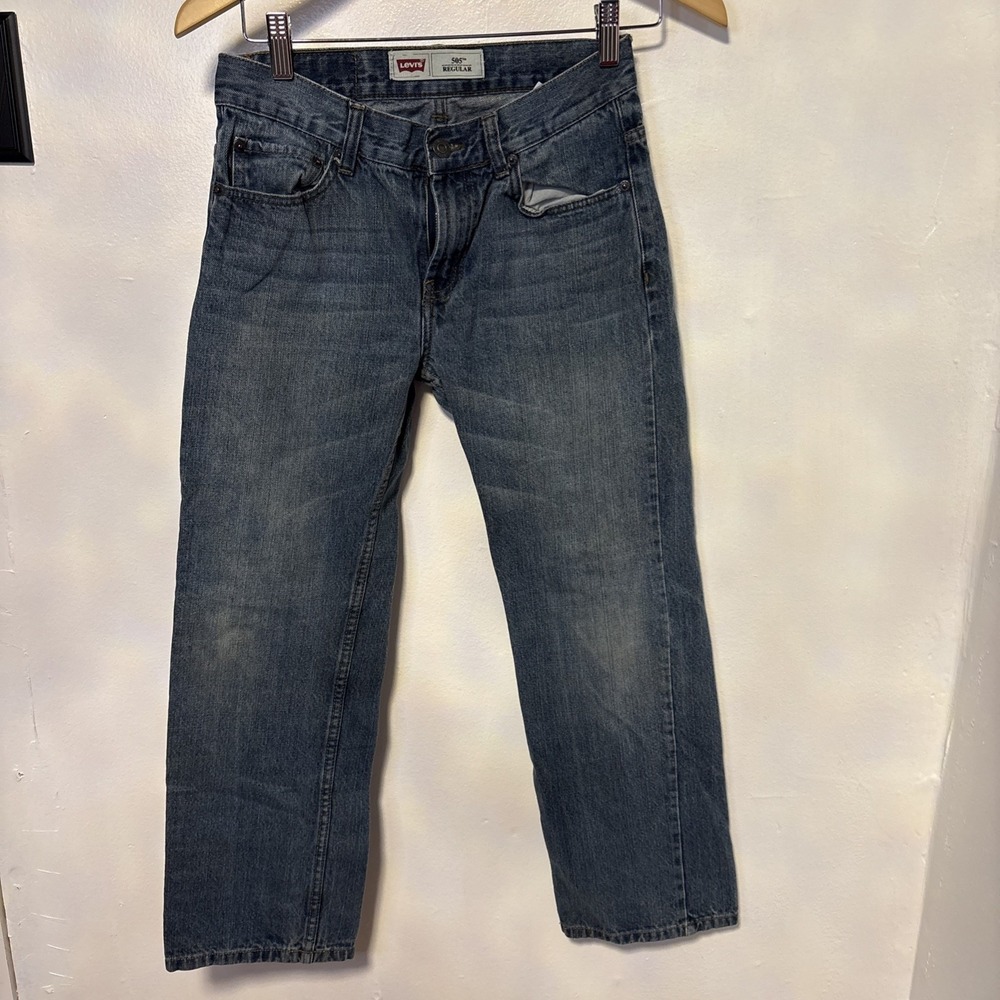 Levi's 505 Red Tab Straight Leg Denim Blue Jeans‎ Boy's Size 14 Reg 27x27